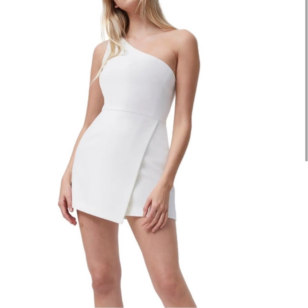French Connection White Asymmetrical One-Shoulder Mini Dress